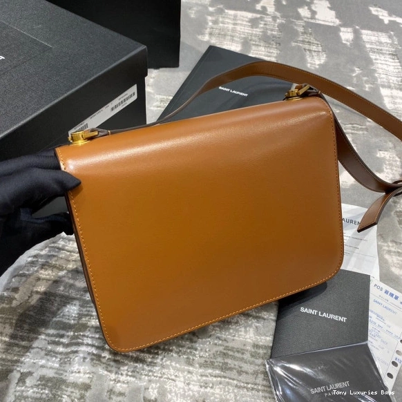 Tony Luxuries IN LEATHER YSL LOULOU CARRE SMOOTH SATCHEL 0726